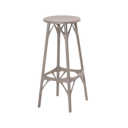Tabouret de bar A.I. LIGHT plastique gris / H 75 cm - Conçu par intelligence artificielle / Recyclé - Kartell