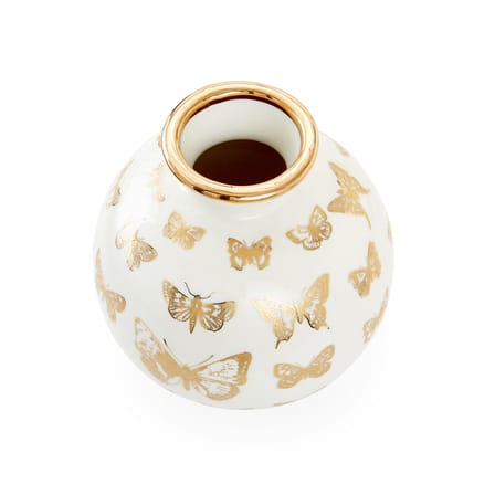 Botanist Butterfly Vase ceramic white gold / Ø 20 x H 23 cm - Porcelain - Jonathan Adler