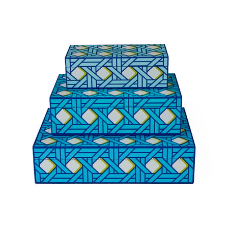 Boîte Basketweave Medium bois bleu / 25 x 15 cm x H 7 cm - Jonathan Adler