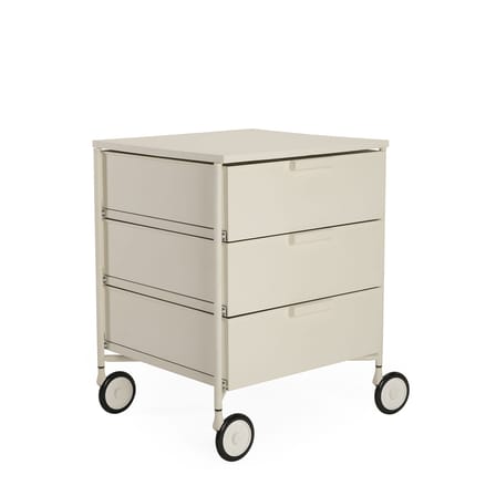 Caisson à roulettes Mobil plastique blanc / 3 tiroirs - Version mate/ Antonio Citterio, 1994 - Kartell