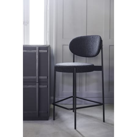 Chaise de bar rembourrée Series 430 tissu gris / H 65 cm - Verner Panton, 1967 - Verpan