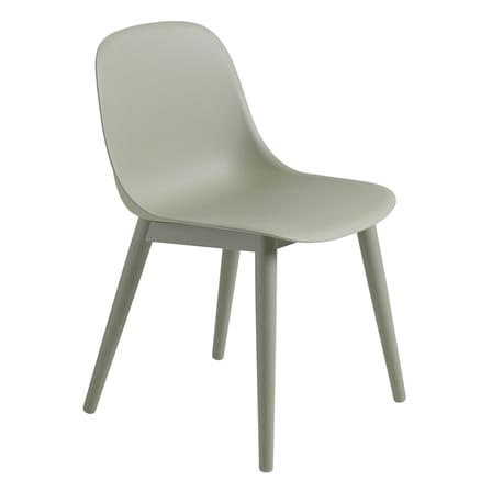 Chaise Fiber plastique vert / Pieds bois - Plastique recyclé - Muuto