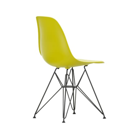 Chaise RE DSR - Eames Plastic Side Chair plastique jaune / (1950) - Pieds noirs / Recyclé - Vitra