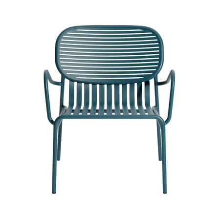 Fauteuil bas empilable Week-end métal bleu / Aluminium - Petite Friture