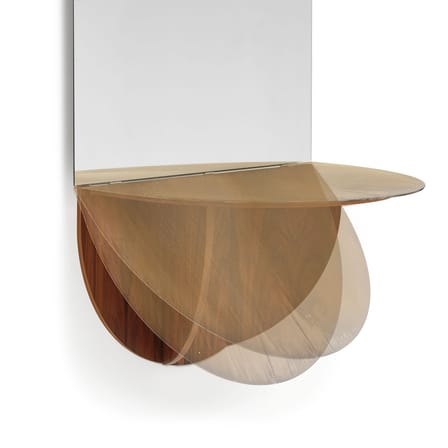 Miroir mural Brame verre bois or / Console - Plateau rabattable - L 80 x H 180 x P 47 cm - Mogg