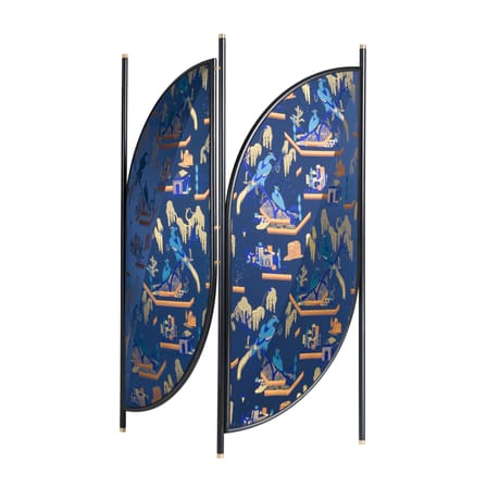 Paravento Feng tessuto blu / Tessuto - L 140 x H 194 cm - Wiener GTV Design