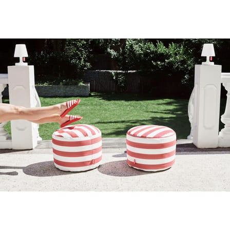 Pouf d'extérieur Point Outdoor tissu gris beige / Tissu Olefin - Ø 50 cm - Fatboy