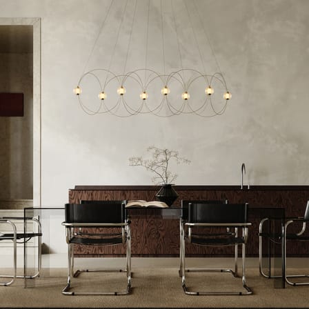 Suspension Munari 8 / LED - 156 x 45 x H 42 cm / Version pré-assemblée - DCW éditions