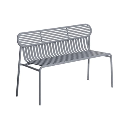 Banc avec dossier Week-end métal gris / Aluminium - L 121 cm - Petite Friture
