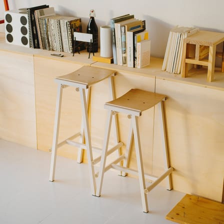 Tabouret haut Taburete 8 métal beige / H 65 cm - Hay
