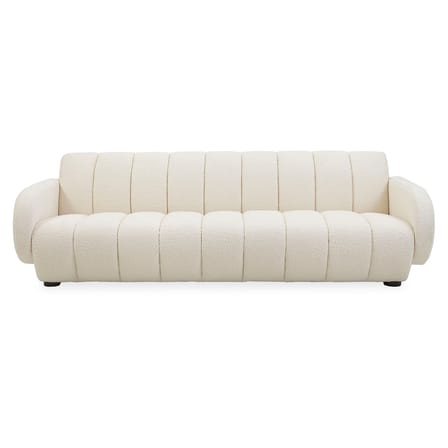 Sofa Brigitte textil weiß beige / 3-Sitzer - L 223 cm / Bouclette-Wolle - Jonathan Adler