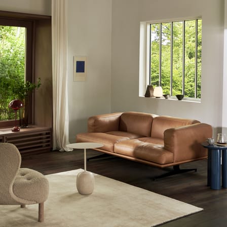 Canapé droit Inland AV22 cuir marron / 2 places - L 179 cm - Cuir - &tradition