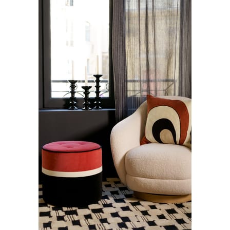 Fauteuil pivotant Bozzolo tissu blanc beige / Moyen modèle - L 75 cm / Laine bouclette - Maison Sarah Lavoine