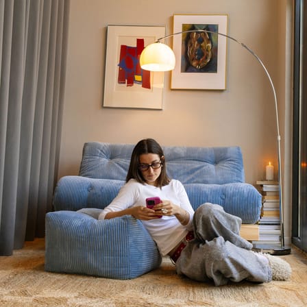 Pouf Buddy tissu bleu / 50 x 50 cm - KARUP