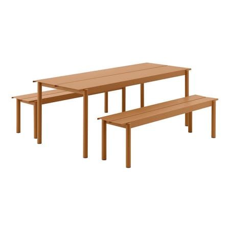 rechteckiger Tisch Linear metall orange braun / Stahl - 220 x 90 cm - Muuto