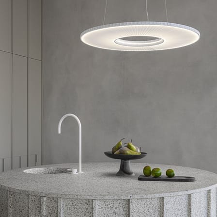 Sospensione Iris Horizontal tessuto bianco / LED - Ø 80 cm - Dix Heures Dix