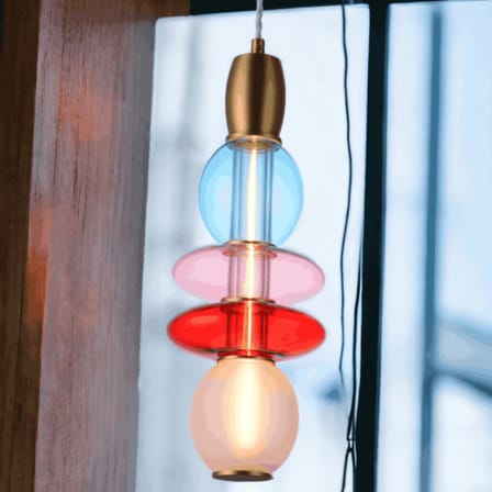 Suspension Léonor Vertical verre multicolore / Ø 15 x H 39,7 cm - ELEMENTS LIGHTING