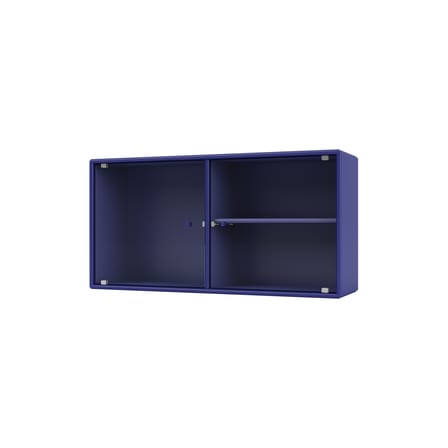 Rangement mural Ripple I bois bleu / Vitrine - L 69,6 x P 20 x H 35,4 cm / Verre ondulé - MONTANA