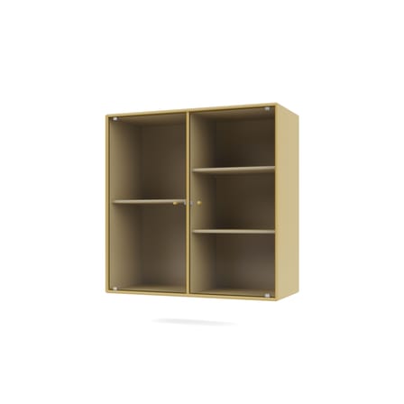 Rangement mural Ripple II bois jaune / Vitrine - L 69.6 x P 30 x H 69,6 cm / Verre ondulé - MONTANA