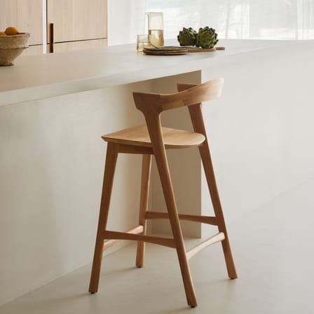 Chaise de bar Bok bois naturel / H 66 cm - Assise cuir - Ethnicraft