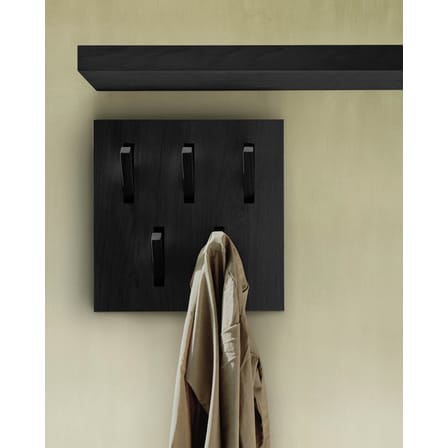 Portemanteau mural Utilitile bois noir / 5 patères rabattables - 40 x 40 cm - Ethnicraft