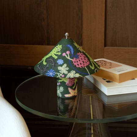 Loulou LED Wireless rechargeable lamp textile green - CRÈME ATELIER
