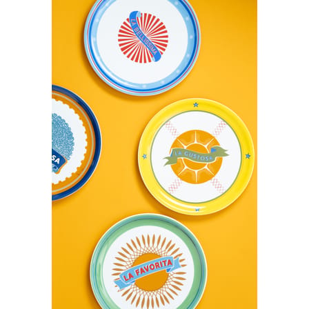 Assiette à pizza Bel Paese - La Favorita céramique bleu orange vert / Assiette de présentation - Ø 32 cm - Bitossi Home