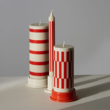 Bougeoir Column Small céramique rouge / Pour bougie bloc - Ø 10 cm - Hay