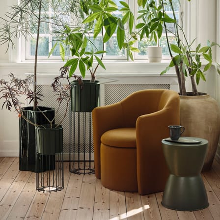 Set de 2 cache-pot sur pied Fenja métal vert / H 50 & H 80 cm - BROSTE COPENHAGEN