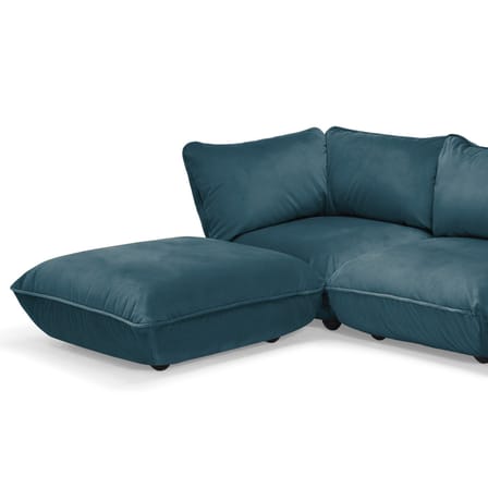 Canapé d'angle Sumo Corner bleu / 4 places - 301 x 204,5 cm / Velours recyclé - Fatboy