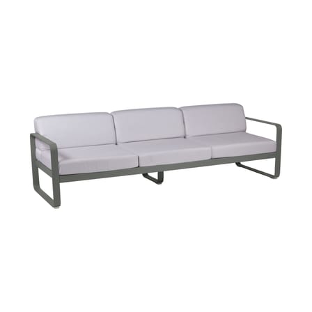 Canapé de jardin 3 places Bellevie métal tissu blanc vert gris / L 235 cm - Tissu blanc grisé - Fermob