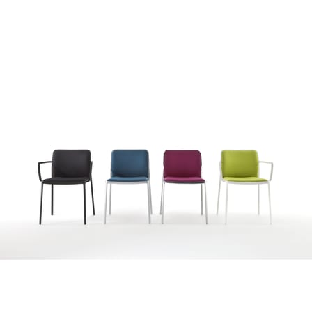Chaise rembourrée Audrey Soft tissu marron / Structure alu poli - Kartell