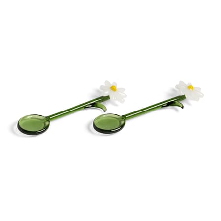 Cuillère à café Flora verre vert / Set de 2 - L 13,5 cm - & klevering