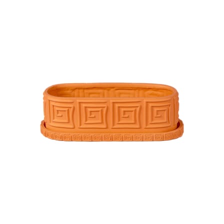 Jardinière Magna Graecia céramique orange / Avec soucoupe - 40 x 16 x H 11 cm - Terre cuite - Seletti