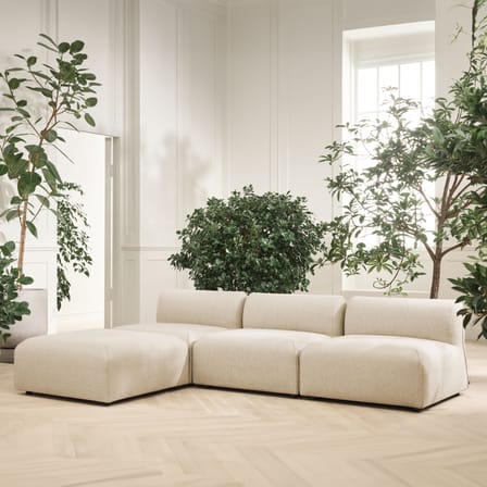 Pouf d'extérieur Arke tissu beige / Canapé de jardin modulable - 90 x 90 cm - Bolia