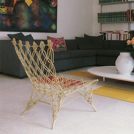 Sessel Knotted chair plastikmaterial textil beige / Marcel Wanders, 1996 - Mit Kunstharz beschichtetes Seil - Cappellini