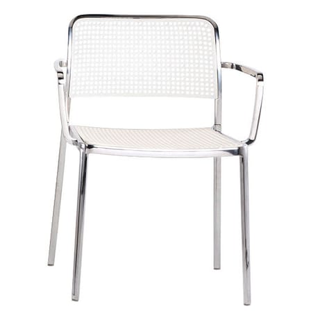 Fauteuil empilable Audrey plastique blanc / Structure aluminium poli / Seconde vie - Kartell