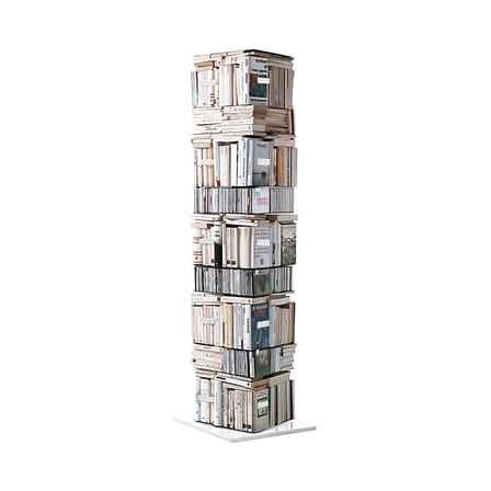 Bibliothèque rotative Ptolomeo métal blanc H 197 cm / 4 faces - Livrest horizontal & vertical - Opinion Ciatti