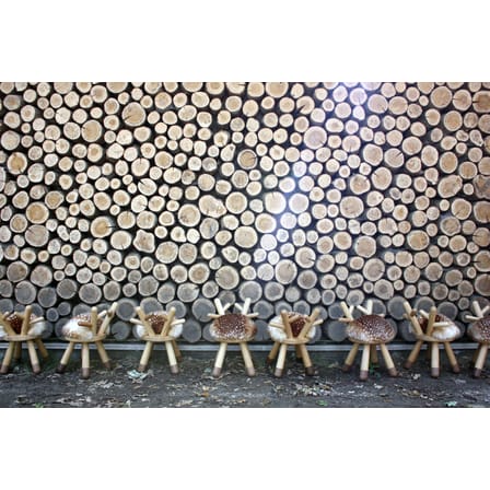 Chaise enfant Bambi tissu marron beige bois naturel / H 40 cm - EO