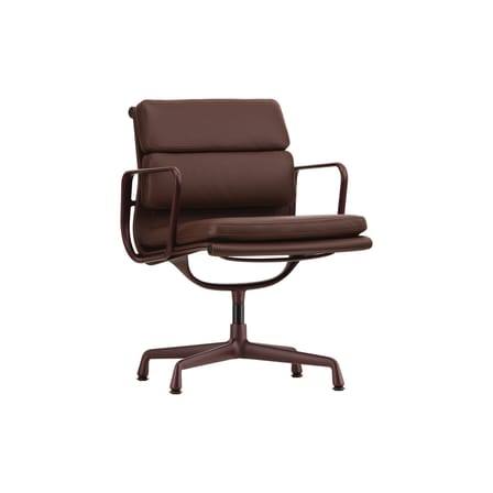 Fauteuil pivotant Soft Pad EA 208 cuir marron / Eames (1969) - Vitra