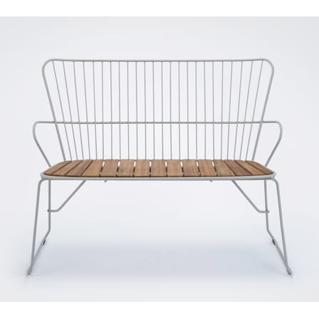 Paon Bench with backrest metal white / L 116 cm - Metal & bamboo - Houe