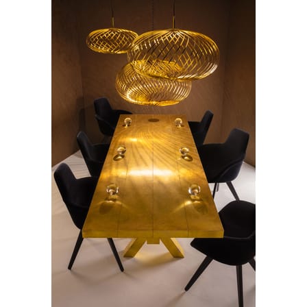 Pendelleuchte Spring Medium LED gold metall / Ø 79 x H 45 cm - Flexible Stahlbänder - Tom Dixon