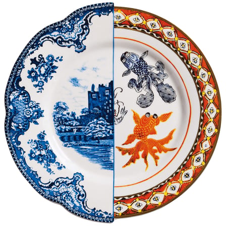 Piatto In Porcellana SELETTI Con Gattini E Bordo Dorato, Diametro 27 Cm, Lavabile In Lavastoviglie