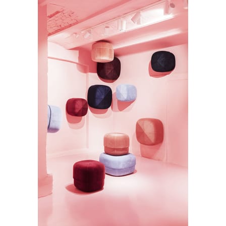 Pouf Circus Small tissu bleu / Ø 46 cm - Velours - Normann Copenhagen