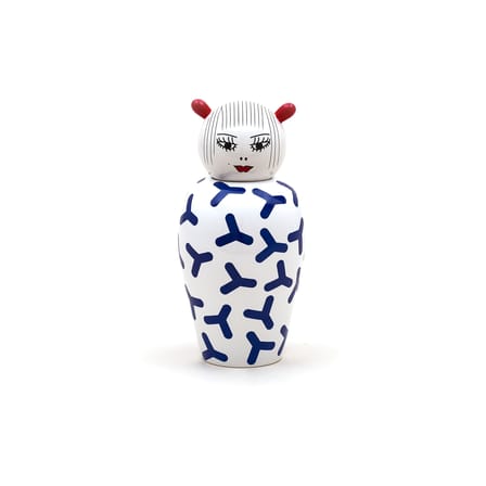 Vase Canopie Zoé céramique bleu blanc / Avec couvercle - Seletti