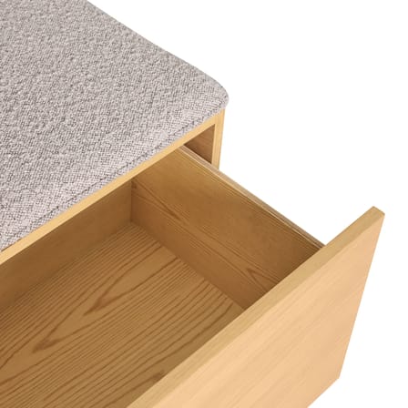 Gepolsterte Bank Alcove holz natur / Kiste mit Schublade - B 90 cm - HÜBSCH