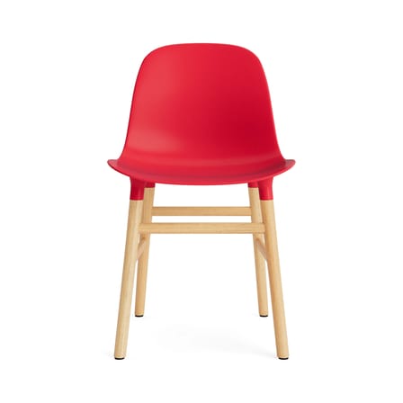 Form Chair plastic material red / Oak Base, legs - Normann Copenhagen