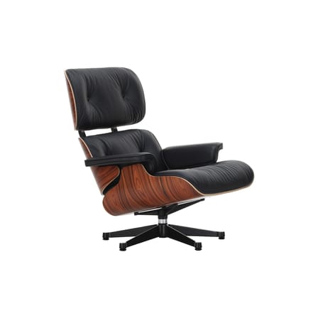 Fauteuil pivotant Lounge Chair cuir noir / Eames (1956) - Vitra