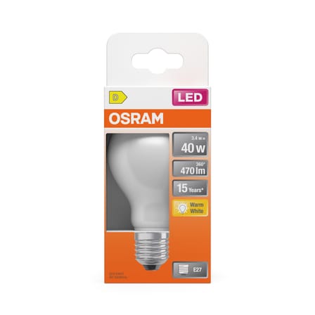 Classique A60 LED bulb E27 glass white Frosted / 3,4W (= 40W) - Warm white - Osram