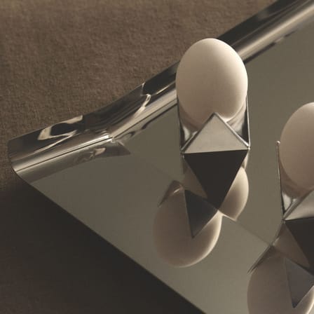 Plateau Arran métal argent / Enzo Mari, 1961 - 48 x 25 cm - Alessi